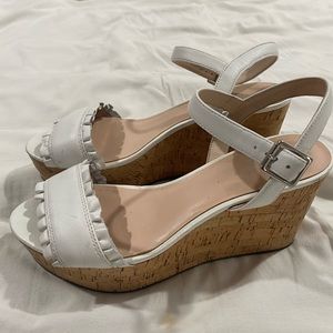 Kate Spade White Ruffled Platform Sandals